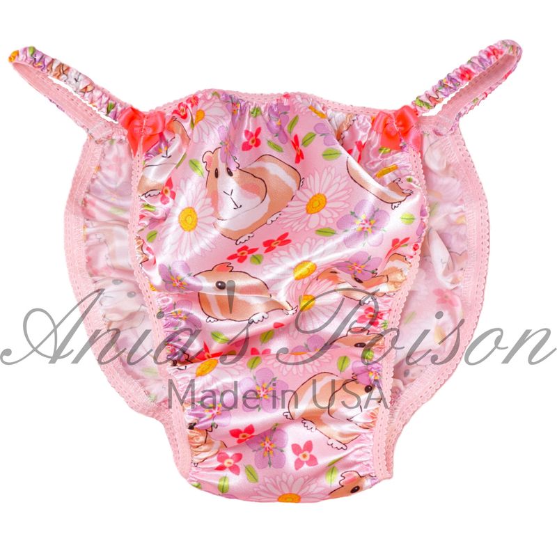 Valentine's Day Kawaii Cute Hamster Ania's Poison Cut sissy Day MENS SATIN Beautiful Shiny Silky wet look string Bikini panties S-VXL