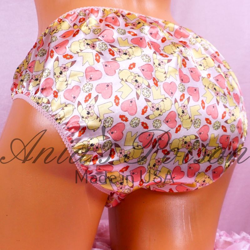 Anias Poison FULL Cut Valentines ANIME Character bikini Silky Soft satin lined front SISSY panties for men  sz S - XXL