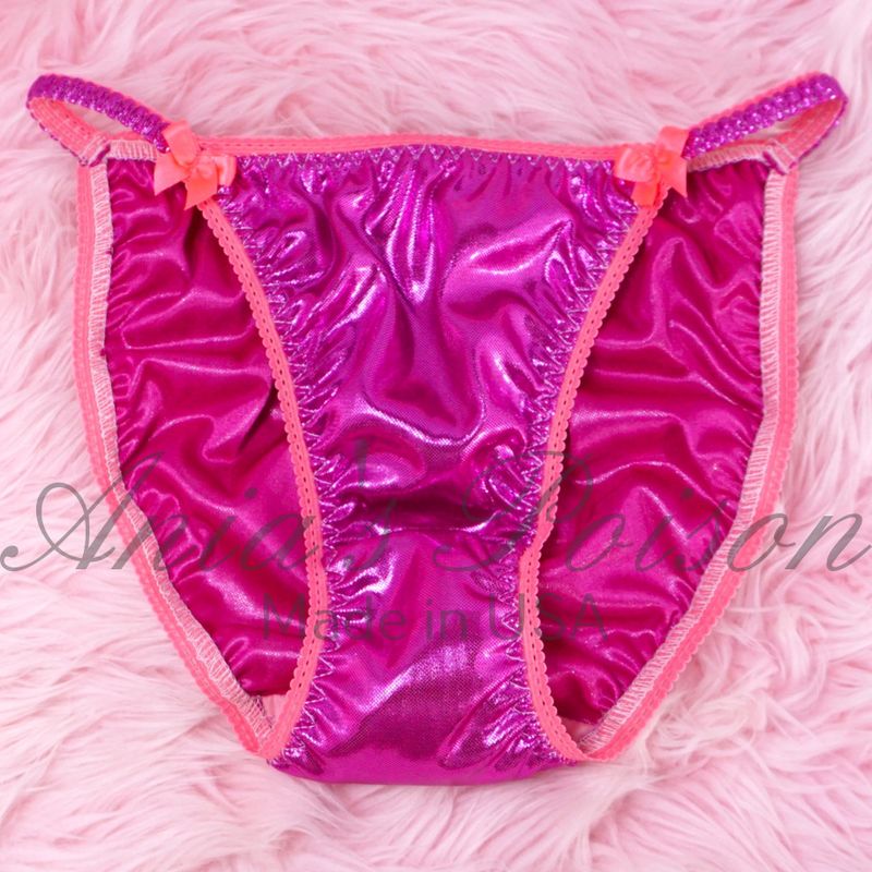 Lace Duchess Classic 80's cut MAGENTA PINK satin super high gloss wet look panties sz 5 6 7 8 9 Lace Duchess Classic 80's cut MAGENTA PINK satin super high gloss wet look panties sz 5 6 7 8 9