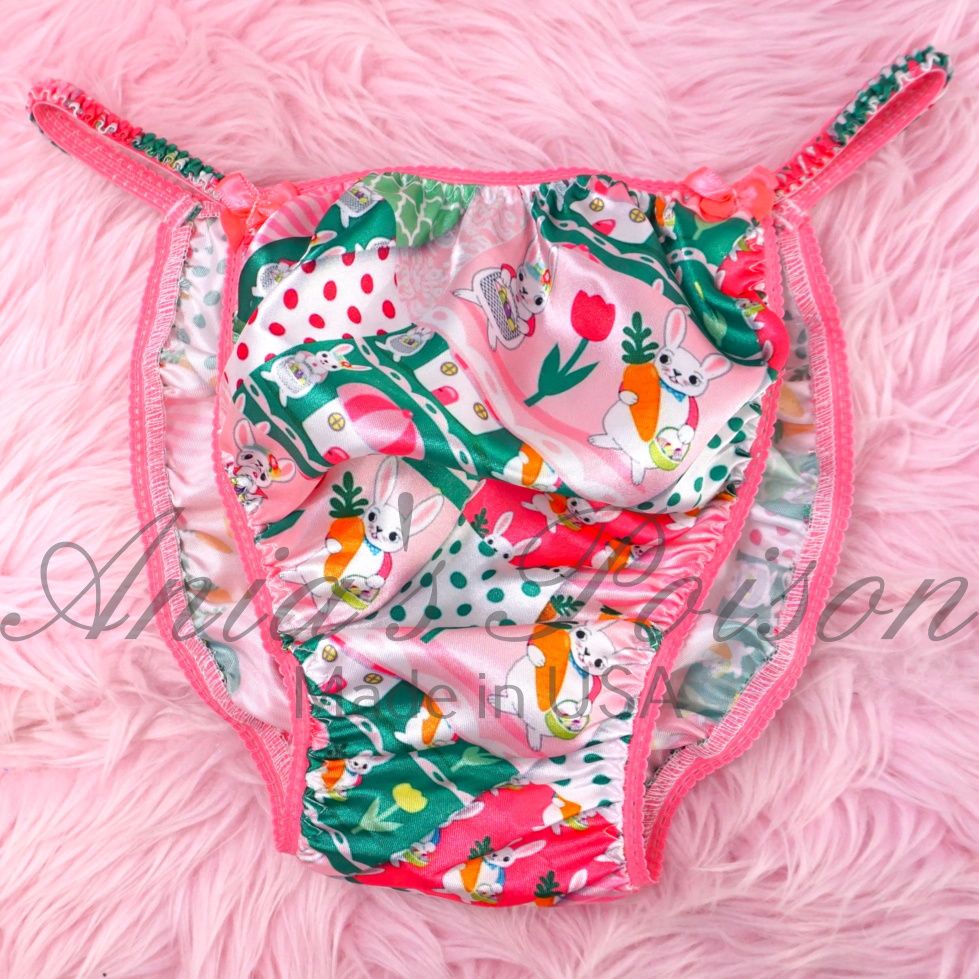 Pink Garden EASTER BUNNY Ania's Poison Cut sissy MENS SATIN Beautiful Shiny Silky wet look Mens holiday string Bikini panties S- XXL Pink Garden EASTER BUNNY Ania's Poison Cut sissy MENS SATIN Beautiful Shiny Silky wet look Mens holiday string Bikini panties S- XXL