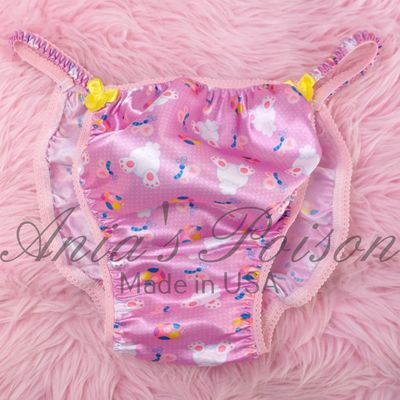 Pink Garden EASTER BUNNY BUTS Ania's Poison Cut sissy MENS SATIN Beautiful Shiny Silky wet look Mens holiday string Bikini panties S- XL