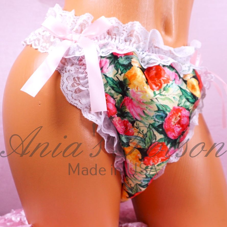 Sissy Double Padded Puffy BABY Waddle Maid Baby satin panties - Soft and silky - Spring Floral Limited Edition!