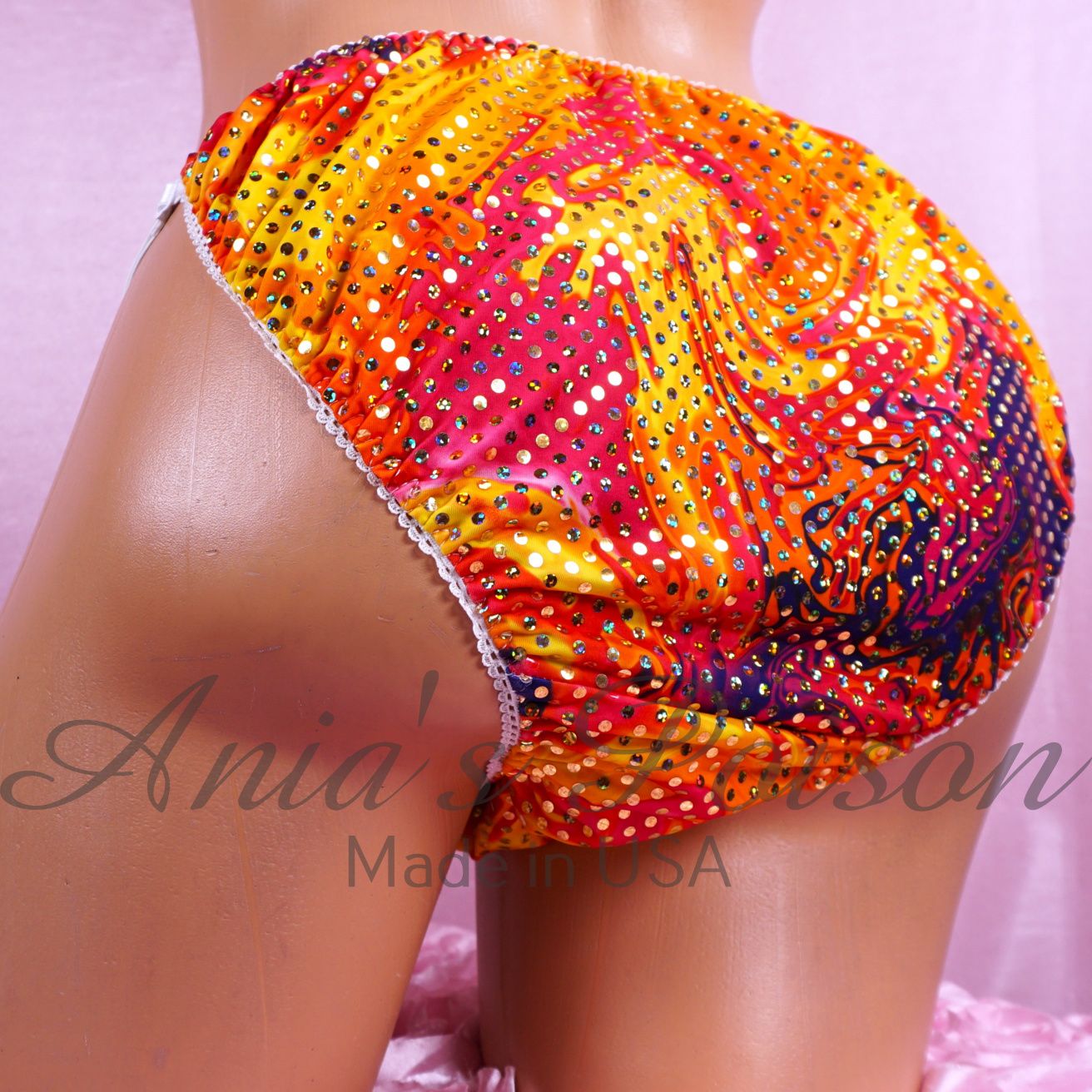 Sparkle Spandex Panties Brazilian Cheeky cut  string bikini Adjustable sides sissy men's sequin dancer underwear