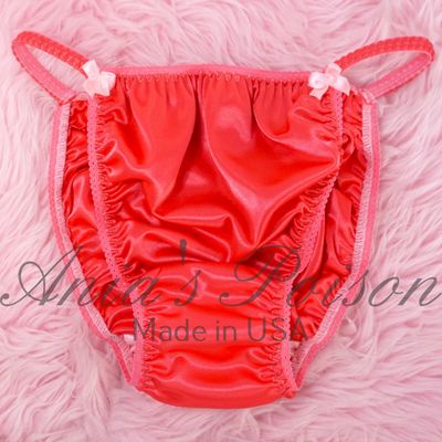 NEW Salmon Pink BUTTER SOFT Panties S - XXL shiny Rare polyester string bikini sissy men's underwear panties