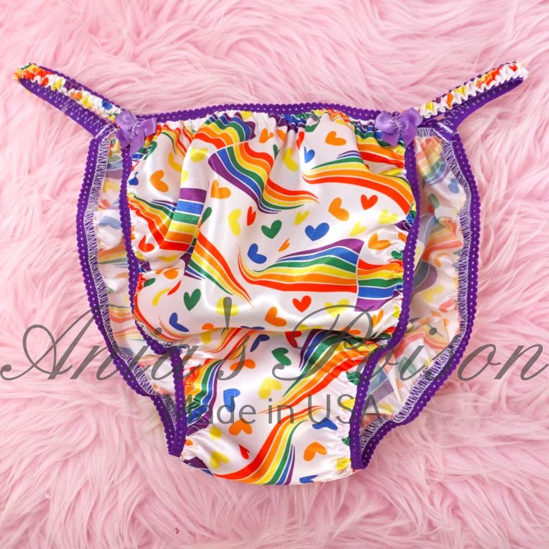 Rainbow Pride hearts One Love Ania's Poison Cut sissy MENS SATIN Beautiful Shiny Silky wet look Mens string Bikini panties S-XXL Rainbow Pride hearts One Love Ania's Poison Cut sissy MENS SATIN Beautiful Shiny Silky wet look Mens string Bikini panties S-XXL
