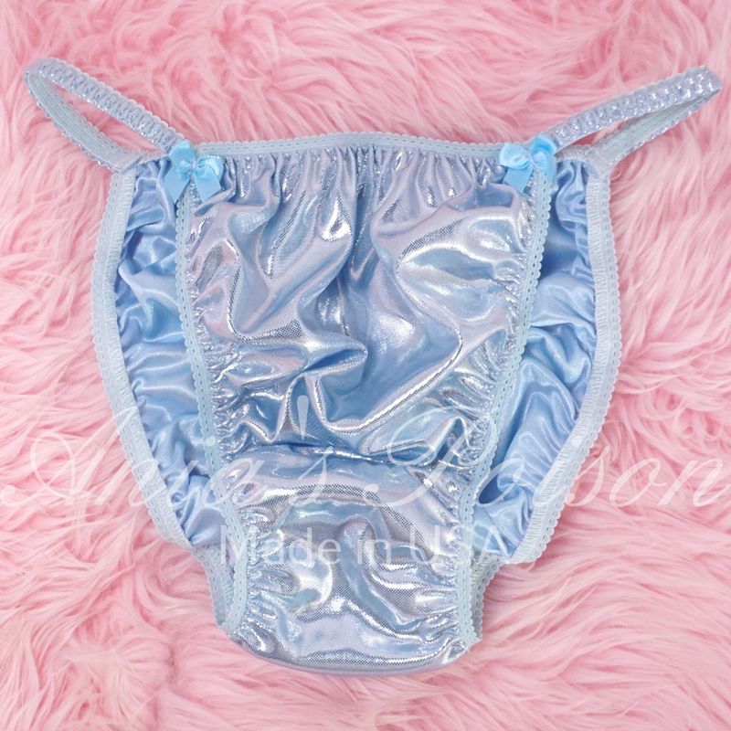 Foil Baby Blue Satin High Gloss metallic shiny WETLOOK string bikini sissy mens Dancer exotic panties / bra/ skirt Foil Baby Blue Satin High Gloss metallic shiny WETLOOK string bikini sissy mens Dancer exotic panties / bra/ skirt