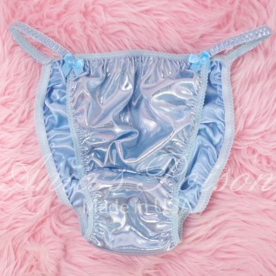 Foil Baby Blue Satin High Gloss metallic shiny WETLOOK string bikini sissy mens Dancer exotic panties / bra/ skirt Foil Baby Blue Satin High Gloss metallic shiny WETLOOK string bikini sissy mens Dancer exotic panties / bra/ skirt