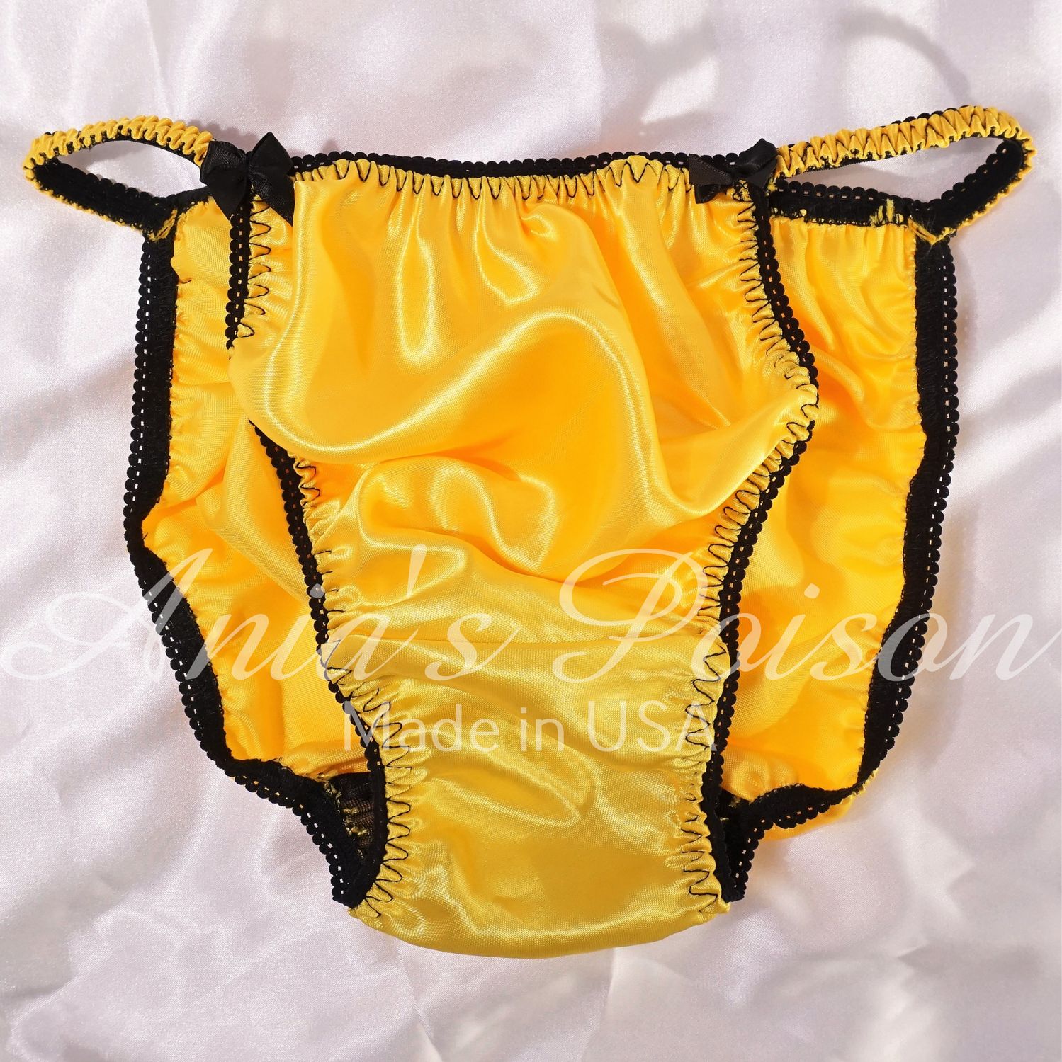 Ania's Poison String Bikini Shiny Yellow LAST CHANCE 100% polyester Sissy men's underwear panties M XXL DEADSTOCK