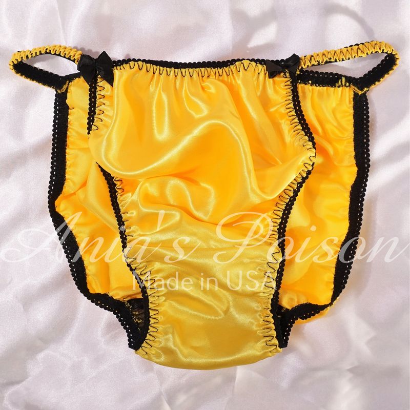 Ania's Poison String Bikini Shiny Yellow LAST CHANCE 100% polyester Sissy men's underwear panties M XXL DEADSTOCK