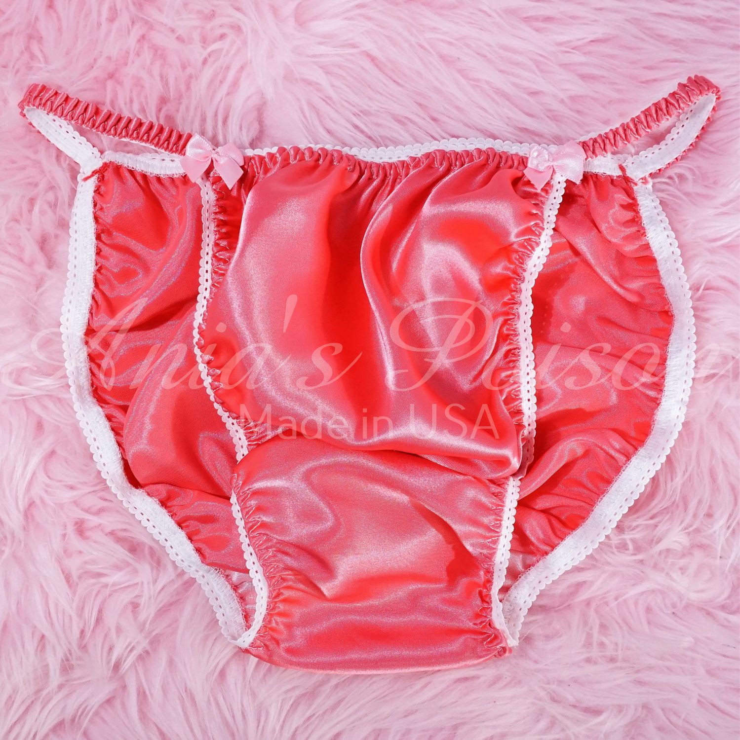 Ania's Poison String Bikini Shiny Coral Pink LAST CHANCE 100% polyester Sissy men's underwear panties M L XL DEADSTOCK