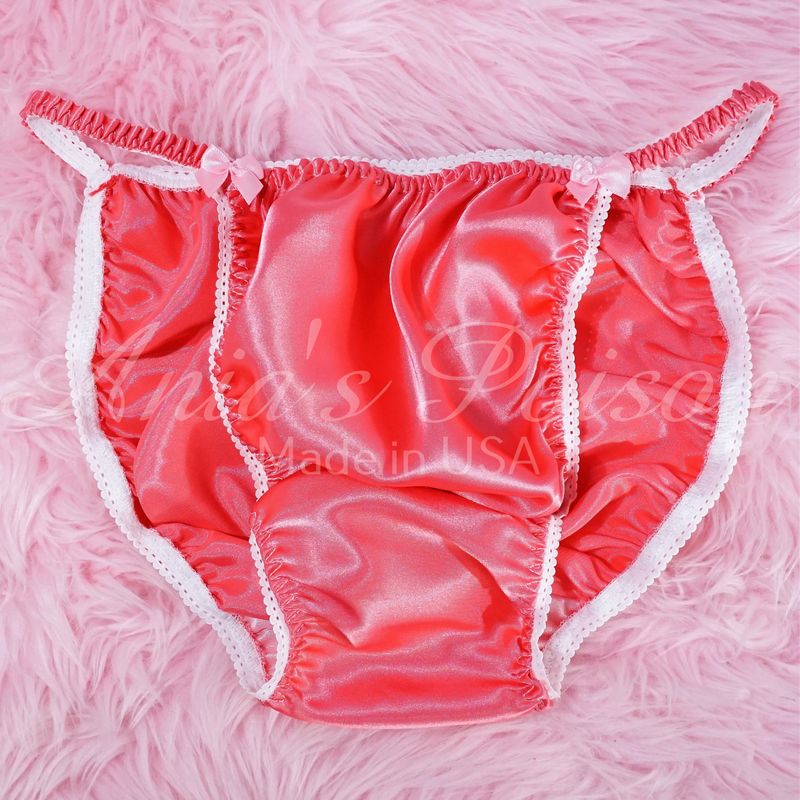 Ania's Poison String Bikini Shiny Coral Pink LAST CHANCE 100% polyester Sissy men's underwear panties M L XL DEADSTOCK