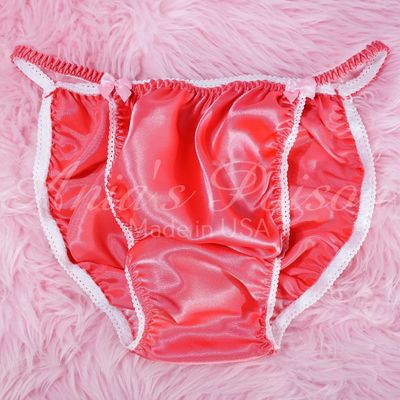 Ania's Poison String Bikini Shiny Coral Pink LAST CHANCE 100% polyester Sissy men's underwear panties M L XL DEADSTOCK