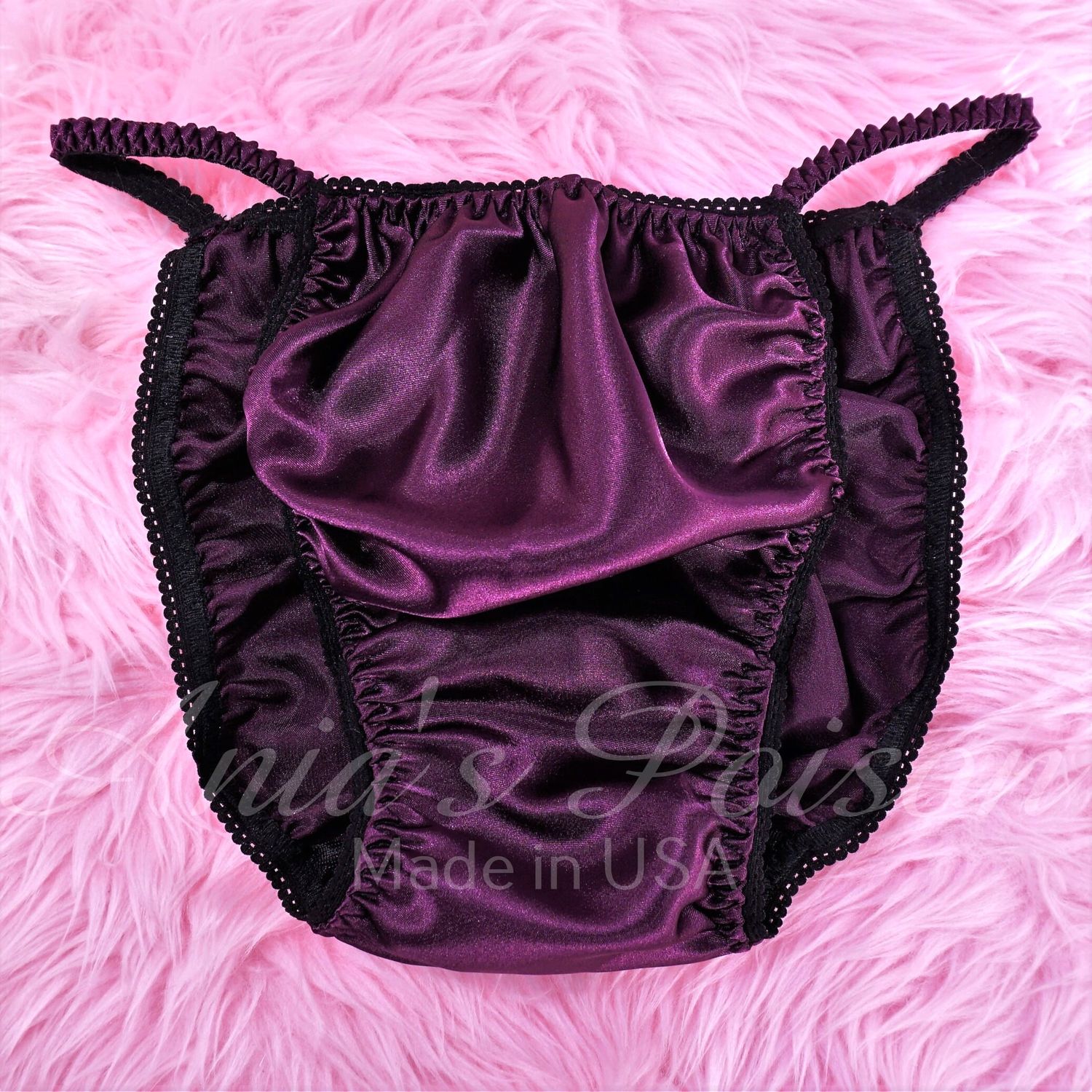 Ania's Poison String Bikini Shiny Eggplant Purple LAST CHANCE 100% polyester Sissy men's underwear panties M XL XXL DEADSTOCK Ania's Poison String Bikini Shiny Eggplant Purple LAST CHANCE 100% polyester Sissy men's underwear panties M XL XXL DEADSTOCK