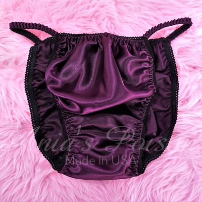 Ania's Poison String Bikini Shiny Eggplant Purple LAST CHANCE 100% polyester Sissy men's underwear panties M XL XXL DEADSTOCK