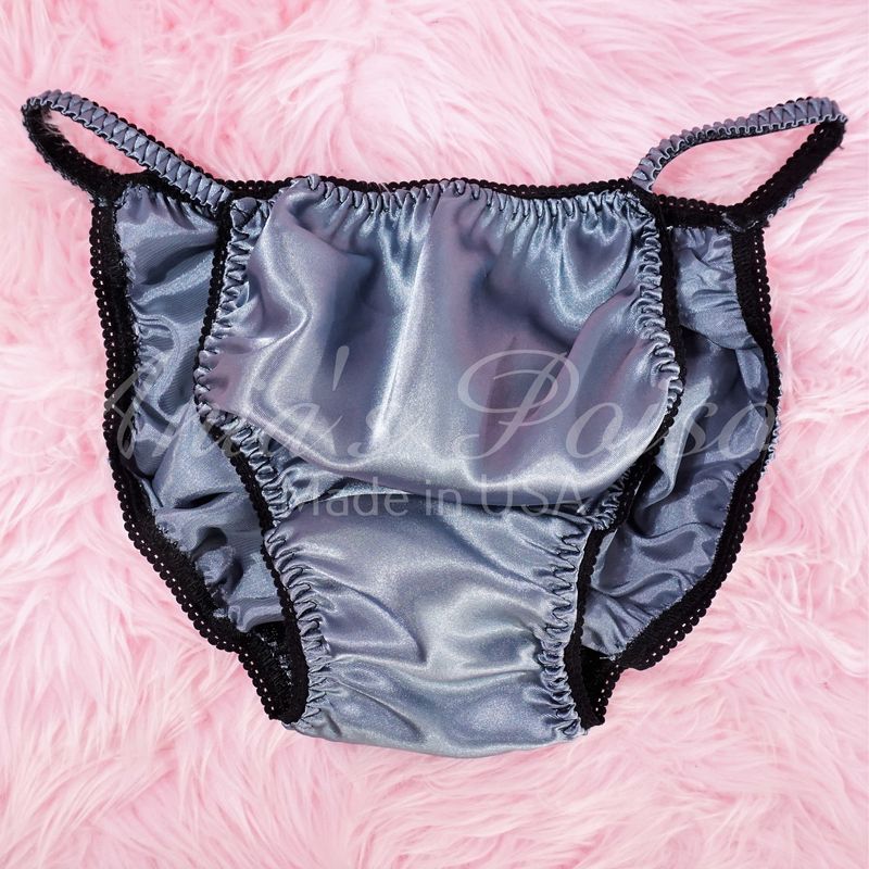 Ania's Poison String Bikini Shiny Smoky Gray Blue LAST CHANCE 100% polyester Sissy men's underwear panties S-XXL DEADSTOCK