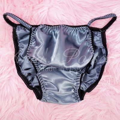 Ania's Poison String Bikini Shiny Smoky Gray Blue LAST CHANCE 100% polyester Sissy men's underwear panties S-XXL DEADSTOCK