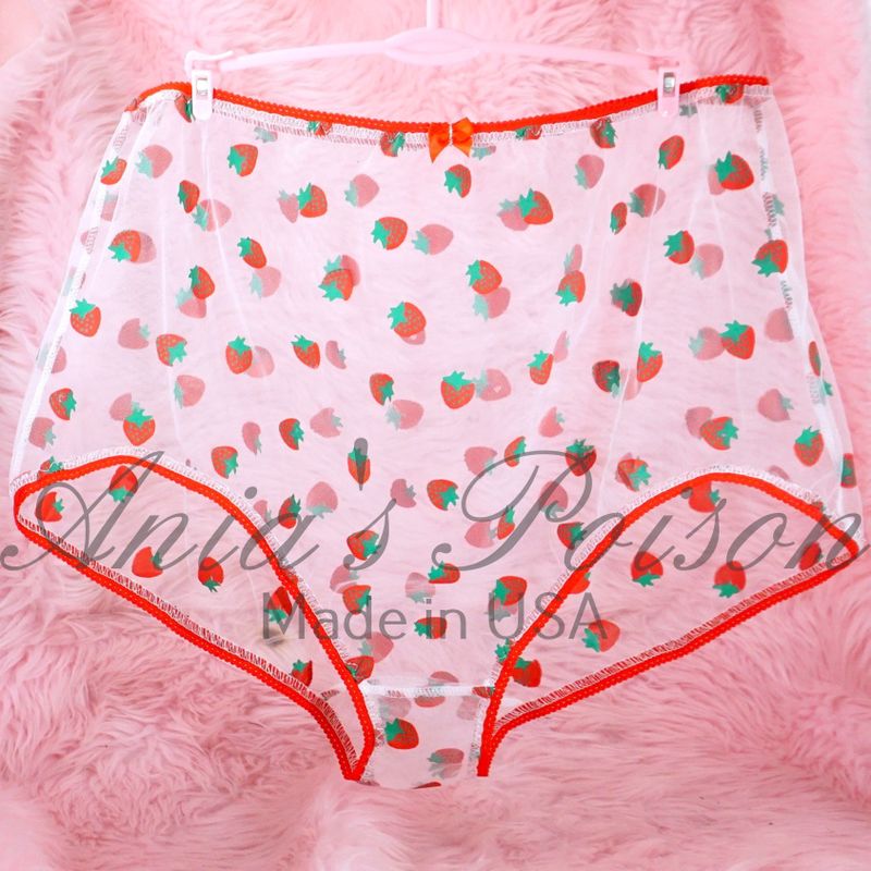 Limited Edition Sheer Strawberry mesh Brief sissy panties only 7/8 - Classic Vintage Cut! Limited Edition Sheer Strawberry mesh Brief sissy panties only 7/8 - Classic Vintage Cut!