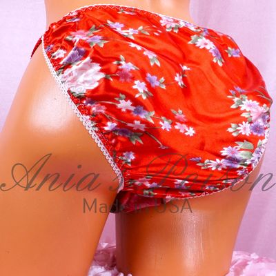 Ania's Poison String Bikini Shiny Red Floral LAST CHANCE Sissy men's underwear panties sz M ONLY DEADSTOCK