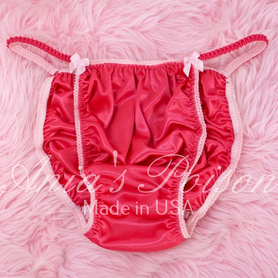 Ania's Poison Butter Soft SATIN Panties Hot Pink string bikini soft Sissy panties for men sz L Only Deadstock