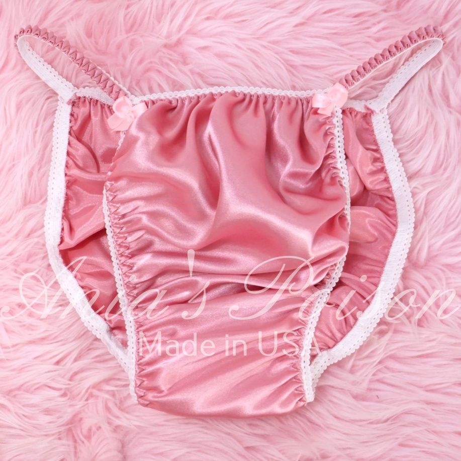 DEADSTOCK String Bikini Shiny Rose Pink  LAST CHANCE 100% polyester Sissy men's underwear panties S-XL