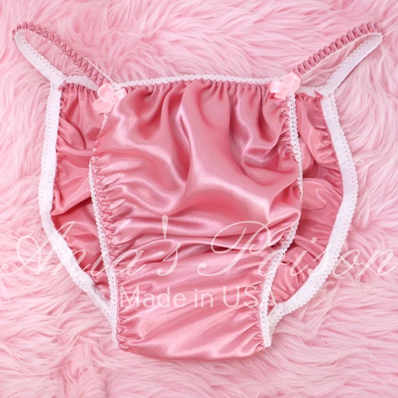 DEADSTOCK String Bikini Shiny Rose Pink  LAST CHANCE 100% polyester Sissy men's underwear panties S-XL