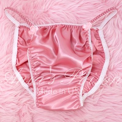 DEADSTOCK String Bikini Shiny Rose Pink  LAST CHANCE 100% polyester Sissy men's underwear panties S-XL