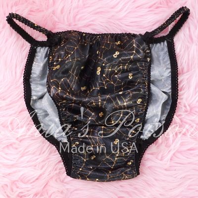 Satin Men's Panties Poison Cut Halloween Spider Web LIMITED Satin wet look string bikini sz S-XL