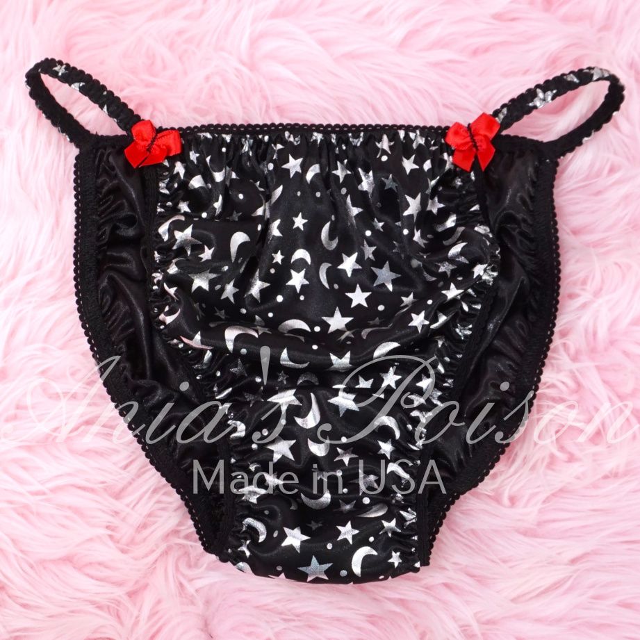 Ania's Poison metallic shiny FOIL stars HALLOWEEN string bikini sissy men's panties Silver Sparkle hologram sz S-XXL Ania's Poison metallic shiny FOIL stars HALLOWEEN string bikini sissy men's panties Silver Sparkle hologram sz S-XXL