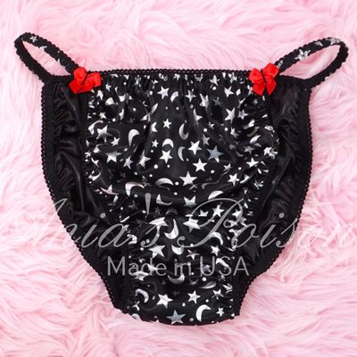 Ania's Poison metallic shiny FOIL stars HALLOWEEN string bikini sissy men's panties Silver Sparkle hologram sz  S-XXL