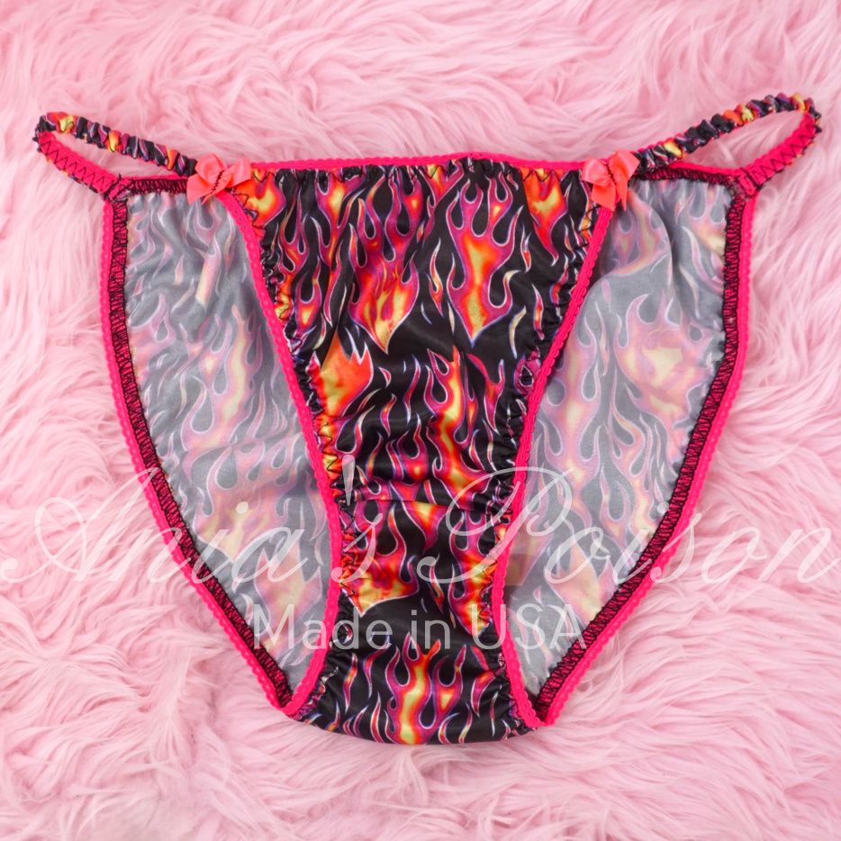 Halloween Fire Hot Pink Classic 80's cut Satin panties Lace Duchess wet look ladies string bikini panties sz 7 8 9 Halloween Fire Hot Pink Classic 80's cut Satin panties Lace Duchess wet look ladies string bikini panties sz 7 8 9