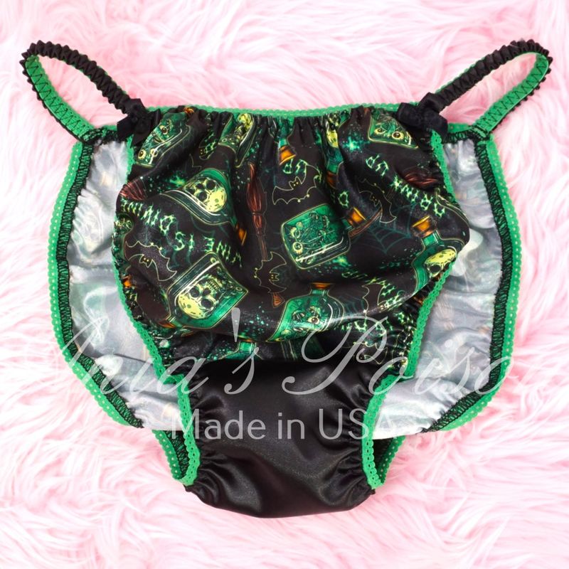 Satin Men's Panties Poison Cut Halloween green Posion Bottles LIMITED Satin wet look string bikini sz S-XXL Satin Men's Panties Poison Cut Halloween green Posion Bottles LIMITED Satin wet look string bikini sz S-XXL