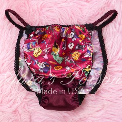Satin Men's Panties Poison Cut Halloween Jack Skellington magenta double satin crotch wet look string bikini sz S-XXL Satin Men's Panties Poison Cut Halloween Jack Skellington magenta double satin crotch wet look string bikini sz S-XXL