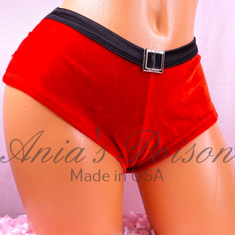 Santa baby Booty Shorts - hipster velvet Christmas ladies panties READ SIZE! S M L XL clouseouts