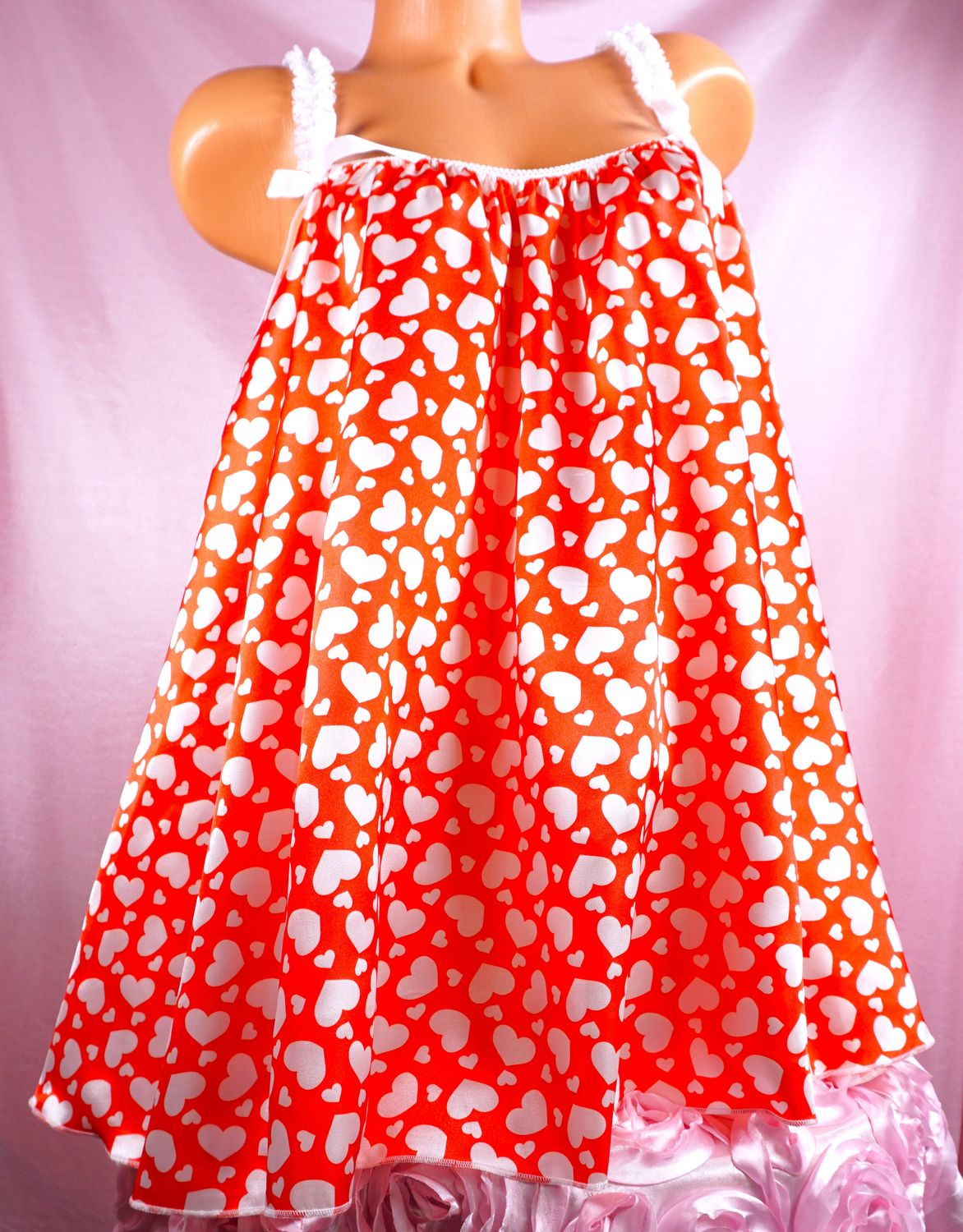 Valentines Day Dalmatians Puppies Hearts  Mini Satin Frilly Sissy Maid Night gown nightie dress - Super Rare - OS