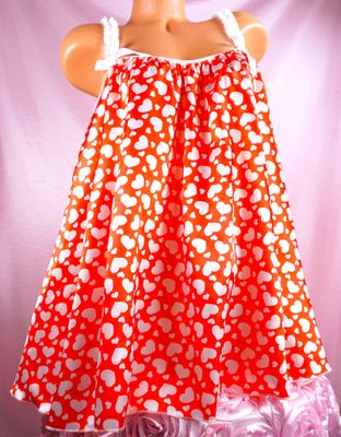 Valentines Day Dalmatians Puppies Hearts  Mini Satin Frilly Sissy Maid Night gown nightie dress - Super Rare - OS