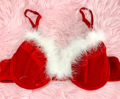 Santa baby bras velvet feather cups! size  34B - 40C!
