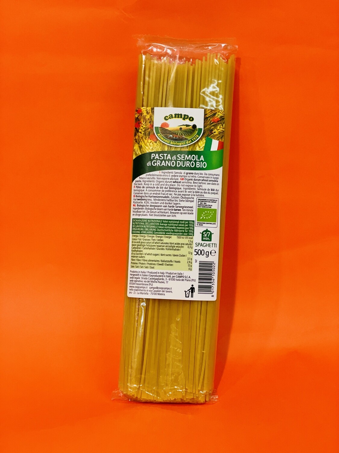 Spaghetti di semola di grano duro BIO “Coop. Campo” 500gr
