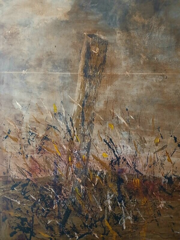 ​Summer storms do not accept the rules of a barbed wire. 90 x 125 cm. Acrylic on canvas.