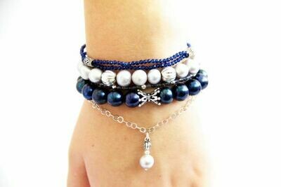 A set of bracelets made of natural stones "Elegant Blue"