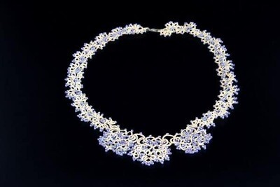 Lace necklace "Cream openwork"
