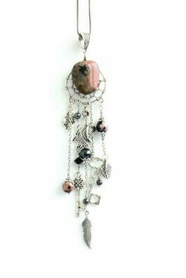 Suspension (pendant) with natural rhodonite "Keys to Life"