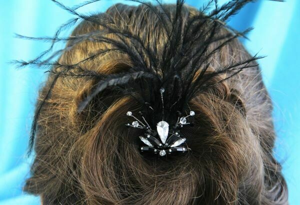 Hair accessory with crystals "Black"