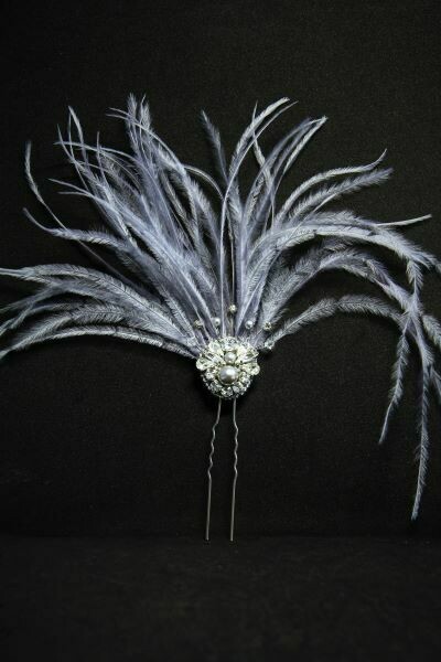 Hair accessory with crystals "Gray"