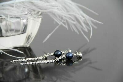 ​Earrings with natural pearls "Elegant Blue"