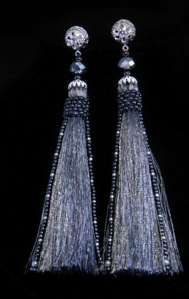 Earrings-tassels gray "Margo"
