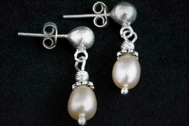 Earrings with natural pearls "Smoky Rose"