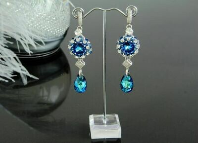 ​Earrings with crystals "Aquamarine Blue"