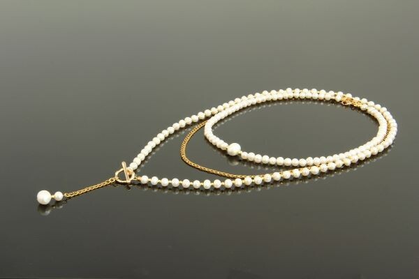 Layered chain necklace with pearls "Leonella Plus"