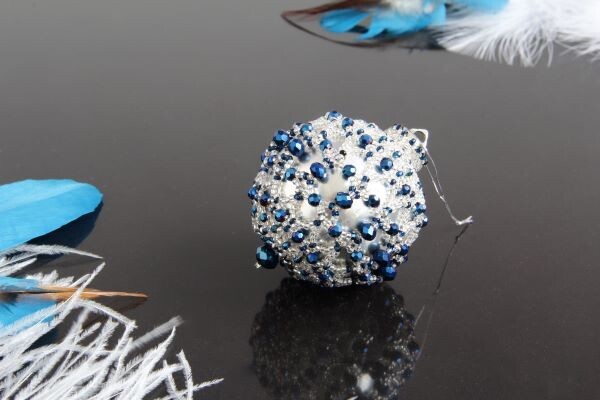 Handmade Christmas tree toy "Silver-blue ball"