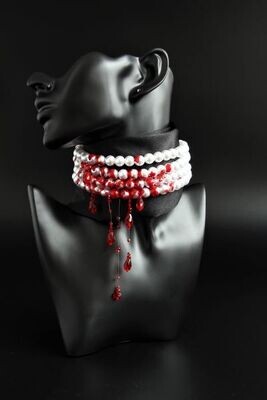 Рearl collar necklace "Bloody Mary"